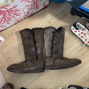 UGG Dark Brown Button-Up Winter Boots